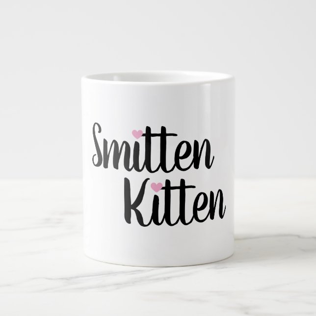 Smitten Kitten Cute Valentine Coffee Mug Gift Jumbo-Tasse (Vorderseite)