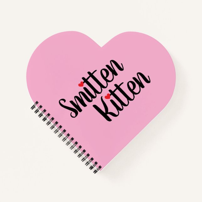Smitten Kitten Cute Valentine Heart Shaped Notizbuch (Vorderseite)