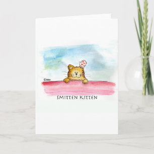 Smitten Kitten - Cute Watercolor Art Feiertagskarte