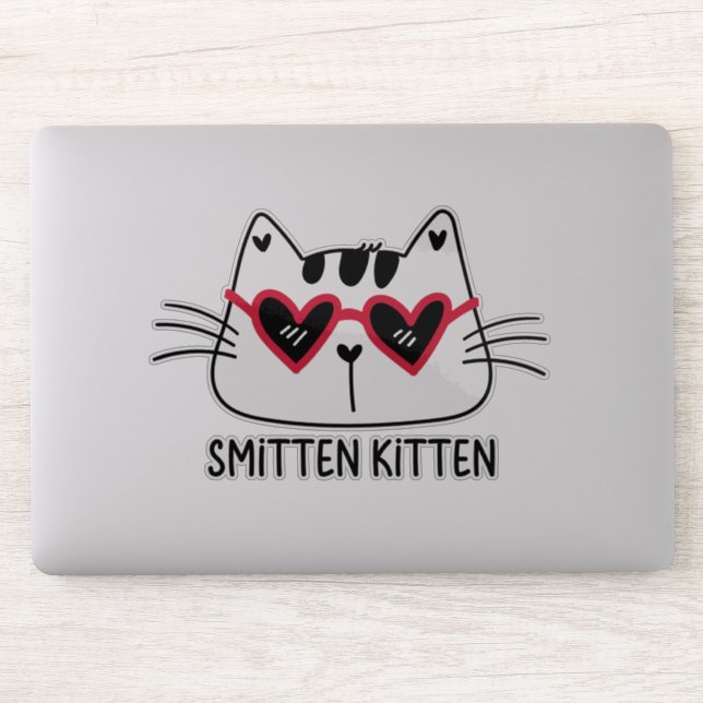 Smitten Kitten Rote Herzsonnenbrille Valentinstag Aufkleber (Computer)