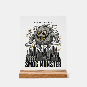 Smog-Monster-Shirt Vintage-Gravur Öko-Warnung A Acrylschild