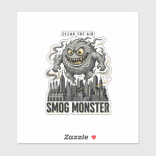 Smog-Monster-Shirt Vintage-Gravur Öko-Warnung A Aufkleber