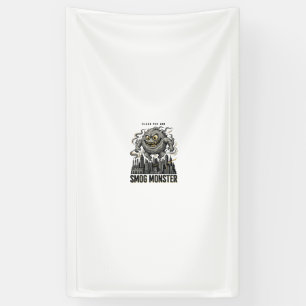 Smog-Monster-Shirt Vintage-Gravur Öko-Warnung A Banner