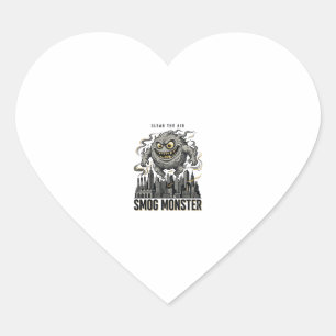 Smog-Monster-Shirt Vintage-Gravur Öko-Warnung A Herz-Aufkleber
