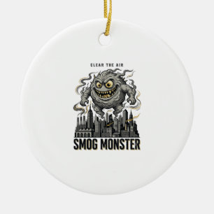Smog-Monster-Shirt Vintage-Gravur Öko-Warnung A Keramik Ornament