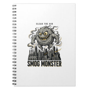 Smog-Monster-Shirt Vintage-Gravur Öko-Warnung A Notizblock