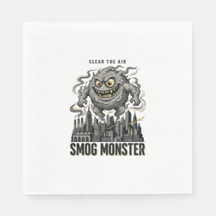 Smog-Monster-Shirt Vintage-Prägung Öko-Warnung A Serviette