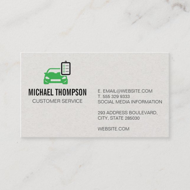 Smog Tech | Symbol "Auto und Checkliste" Visitenkarte (Vorderseite)