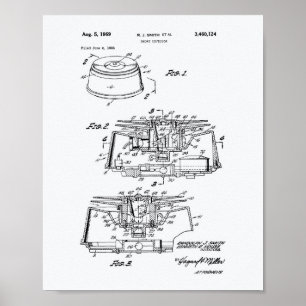 Smoke Detector 1969 Patent Art - White Paper Poster
