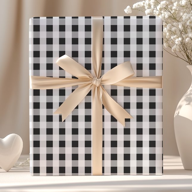 Smoke Gray Gingham Pattern Geschenkpapier (Von Creator hochgeladen)
