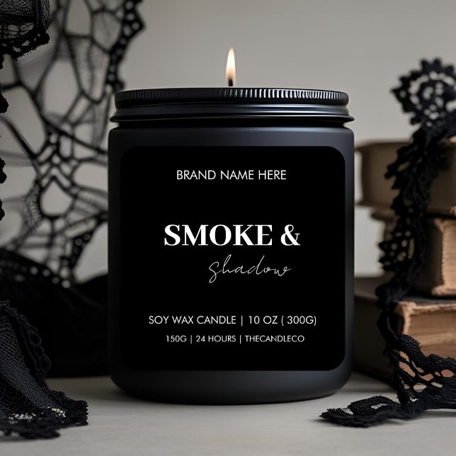 Smoke & Shadow Candle | Elegantes Schwarz & Weiß Quadratischer Aufkleber (Von Creator hochgeladen)