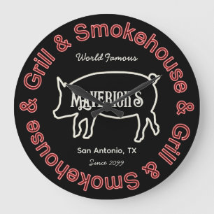 Smokehouse & Grill GRILLEN Wall-Clock-Zeichen Große Wanduhr