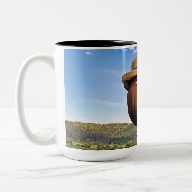 Smokey Bear in Colorado Zweifarbige Tasse (Links)