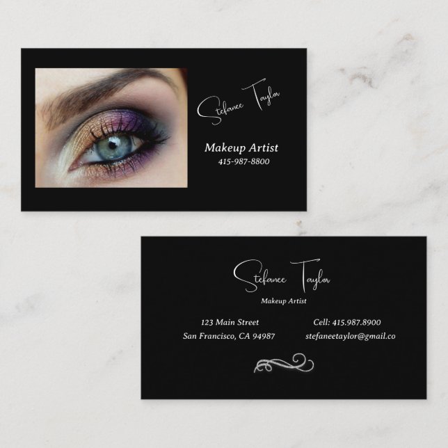 Smokey Blue Eyes Makeup Artist Business Cards Visitenkarte (Vorne/Hinten)