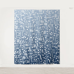 Smokey Blue Harmonische Leicht-zu-Dunkel-Töne Musi Wandteppich