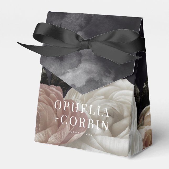 Smokey Dark Black Rose Bouquet Wedding Geschenkschachtel (Vorderseite)