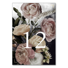 Smokey Dark Black Rose Bouquet Wedding Tischnummer