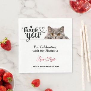 Smokey Gray Peeking Cat Paper Napkins Serviette