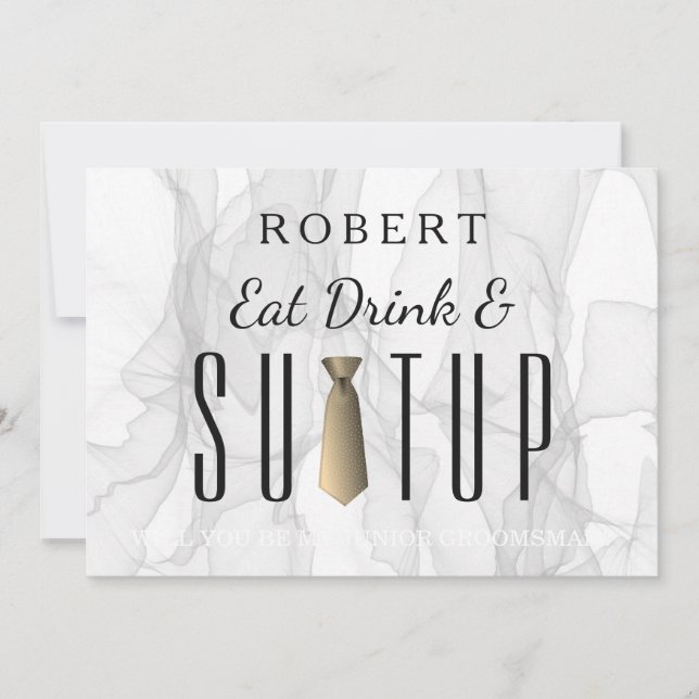Smokey Marble Anzug-up Werden Sie mein Trauzeuge Einladung (Vorderseite)