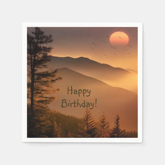 Smokey Mountains Geburtstag Napkins Serviette (Vorderseite)