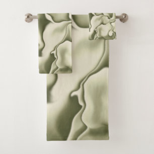 Smokey Olive Green and Tan Pattern Badhandtuch Set