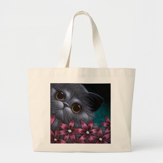 SMOKEY PERSISCHER CAT mit ROSA BLUMEN Tasche (Vorne)