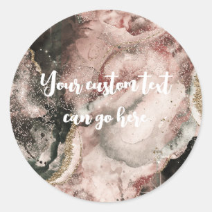 Smokey Pink Cosmic Watercolor Gold Celestial  Runder Aufkleber