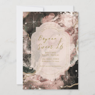Smokey Pink Galaxie Aquarell Gold Süß l6 Einladung