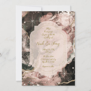 Smokey Pink Galaxy Watercolor Celestie Wedding Einladung
