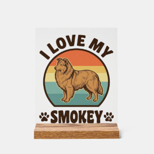 Smokey Sheltie Hund Vintage Sonnenuntergang Shirt Acrylschild