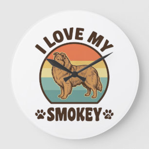 Smokey Sheltie Hund Vintage Sonnenuntergang Shirt  Große Wanduhr