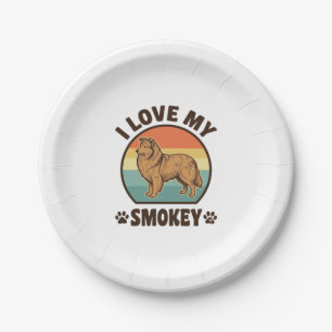Smokey Sheltie Hund Vintage Sonnenuntergang Shirt Pappteller