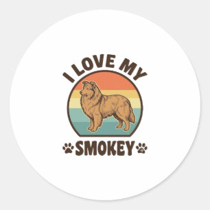 Smokey Sheltie Hund Vintage Sonnenuntergang Shirt Runder Aufkleber