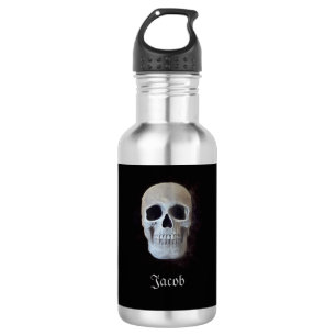 Smokey Skull Head Gothic Schwarz-Weiß Cool Edelstahlflasche