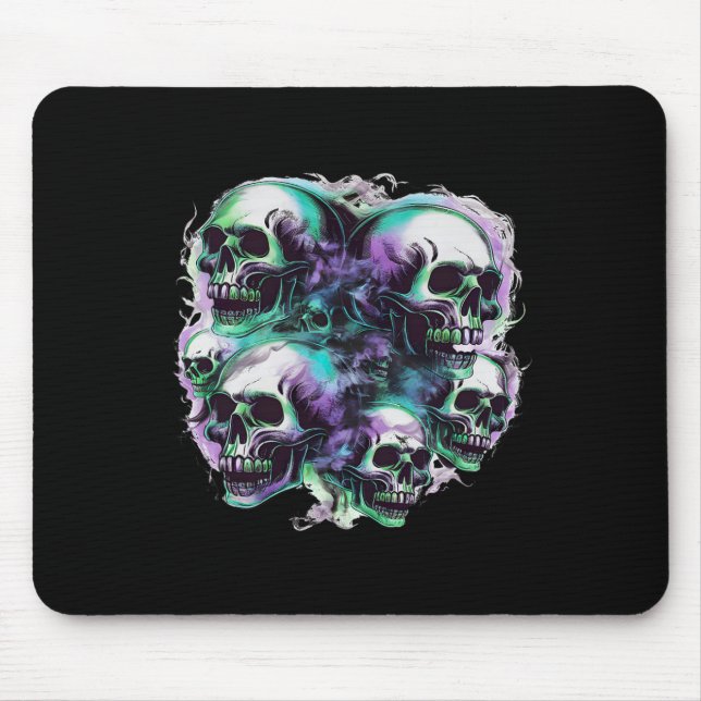 Smokey Skulls Ghost Flying Halloween Fall Fun T-Sh Mousepad (Vorne)