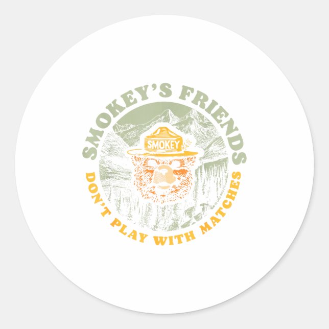 Smokey's Friends Don't Play With Matches Retro Smo Runder Aufkleber (Vorderseite)