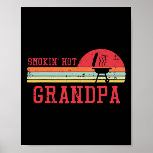Smokin Hot Opa Brandpa Brust Sunset Retro Grill Gr Poster