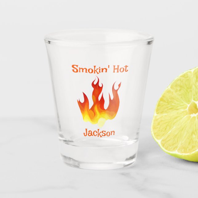 Smokin Hot Orange and Red Flame Personalized Schnapsglas (Vorderseite)