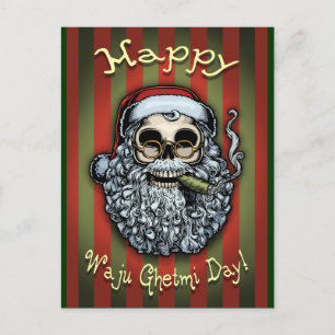 Smokin' Santa Skull Feiertagspostkarte