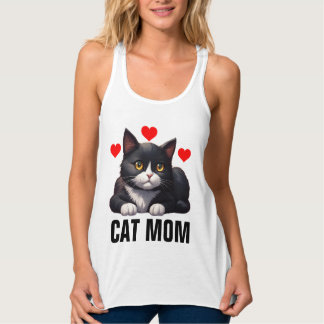SMOKING CAT CAT MOM T-SHIRT TANK TOP