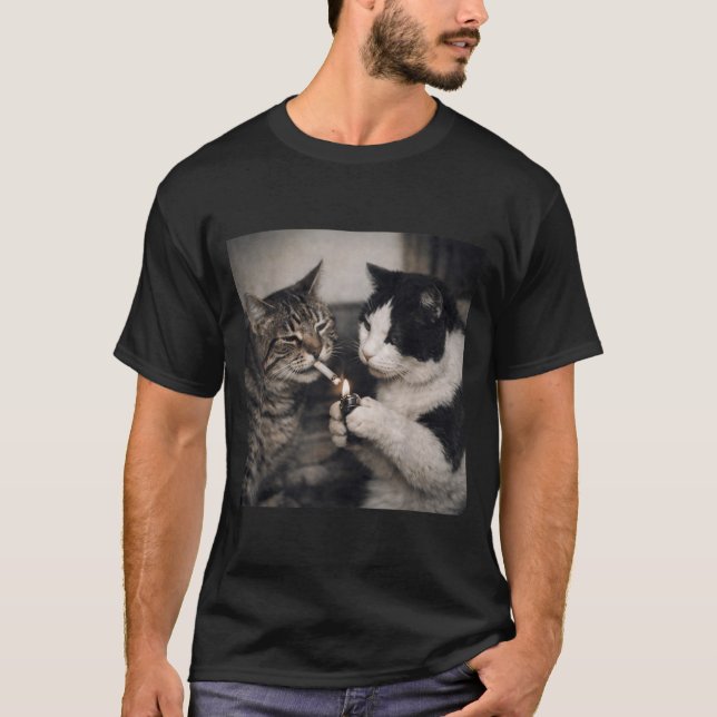 Smoking Cat Cigarette Kitten Funny Meme Stupid T-Shirt (Vorderseite)