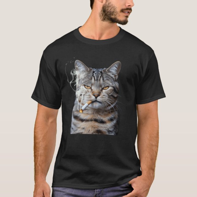 Smoking Cat Cigarette Kitty Meme Generation Z Anim T-Shirt (Vorderseite)