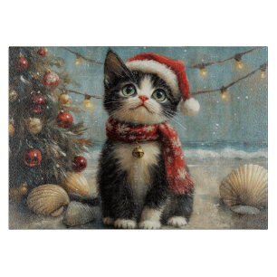 Smoking-Cat Weihnachten Vintage Strand Schneidebrett