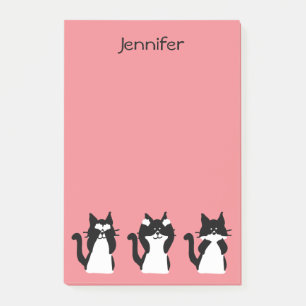 Smoking Cats Drei weise Kätzchen Hellkoralle Post-it Klebezettel