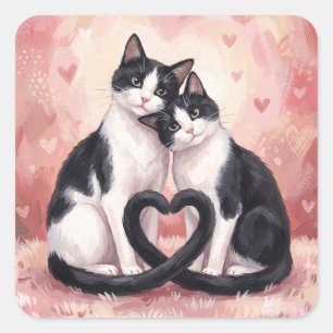 Smoking-Cats Valentinstag Quadratischer Aufkleber