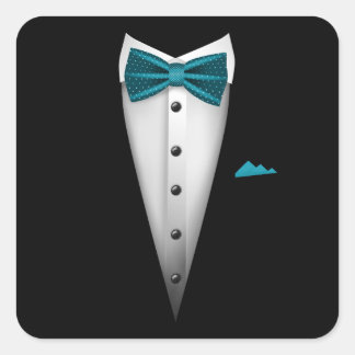 Smoking-Design mit Fliege für Hochzeiten und Quadratischer Aufkleber