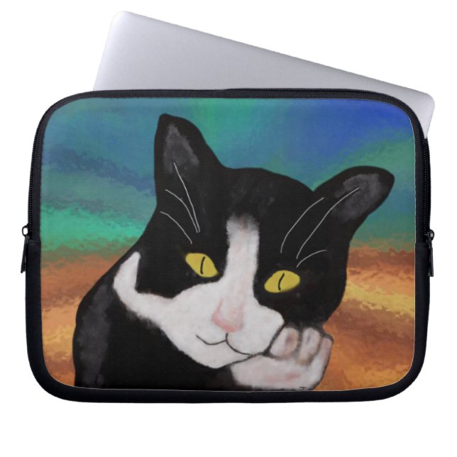 Smoking die Katzen-Laptop-Hülse Laptopschutzhülle (Vorderseite)