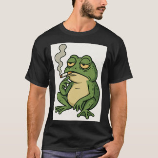 Smoking Frog Cartoon T-Shirt Funny Chill Frog Art