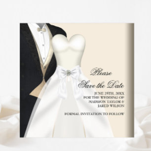 Smoking Hochzeitskleid Schwarz Weiß Save The Date