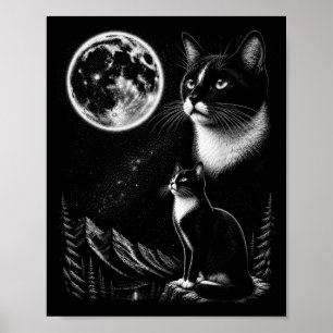 Smoking-Katze heult zum Mond 90er Retro Poster